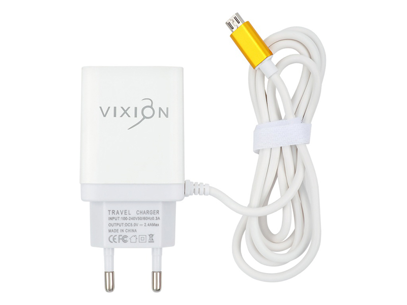 Зарядное устройство Vixion L8 MicroUSB 2xUSB 2.4A 1.2m White GS-00006105
