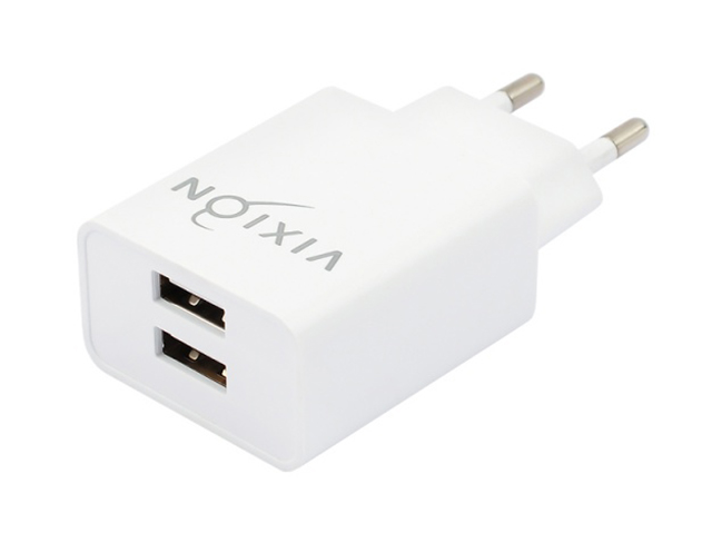 фото Зарядное устройство vixion l7c 2xusb 2.1a + кабель type-c 1m white gs-00006355