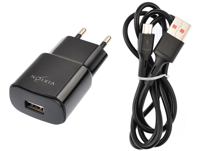 Зарядное устройство Vixion L5m 1xUSB 2.1A + кабель MicroUSB 1m Black GS-00021552