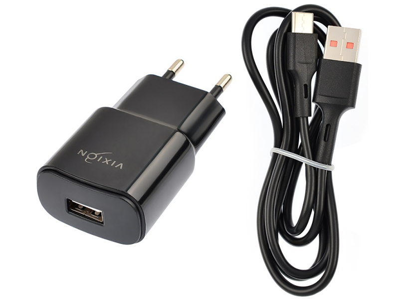 фото Зарядное устройство vixion l5c 1xusb 2.1a + кабель type-c 1m black gs-00021556