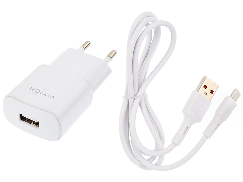 фото Зарядное устройство vixion l5c 1xusb 2.1a + кабель type-c 1m white gs-00021555