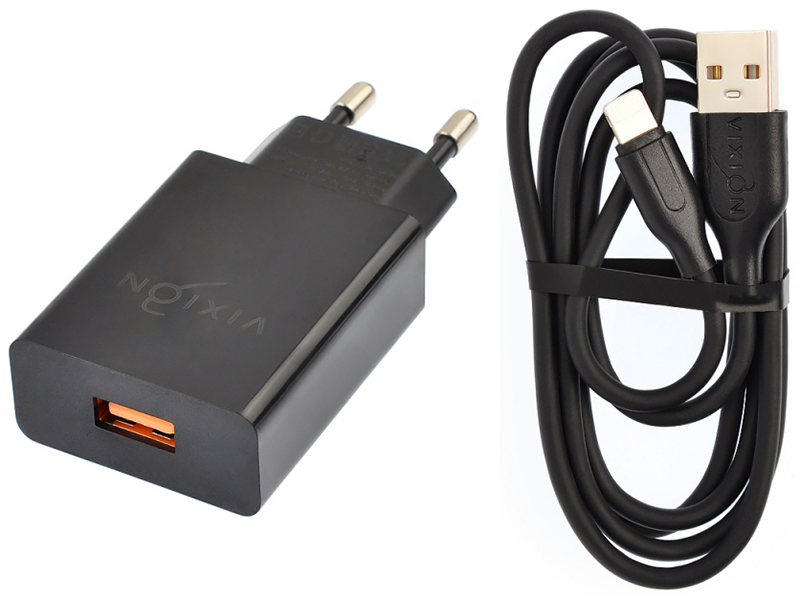 Зарядное устройство Vixion L4i 1xUSB 1A + кабель Lightning 1m Black GS-00023406