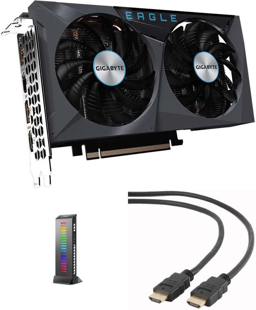 фото Видеокарта gigabyte geforce rtx 3050 eagle oc 8g pci-e 4.0 8192mb 14000mhz 128-bit 2xhdmi 2xdp hdcp gv-n3050eagle oc-8gd выгодный набор + серт. 200р!!!