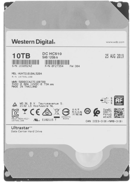 

Жесткий диск Western Digital Ultrastar DC HC510 10Tb HUH721010AL5204 0F27354, 0F27354 HUH721010AL5204