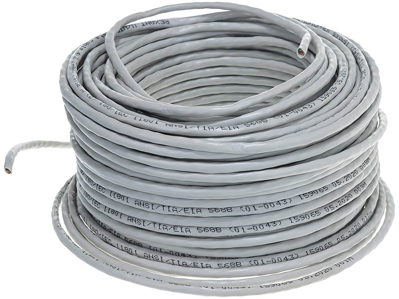 Сетевой кабель Rexant U/UTP cat.5e 24AWG PVC 4PR 50m Grey 01-0043-50