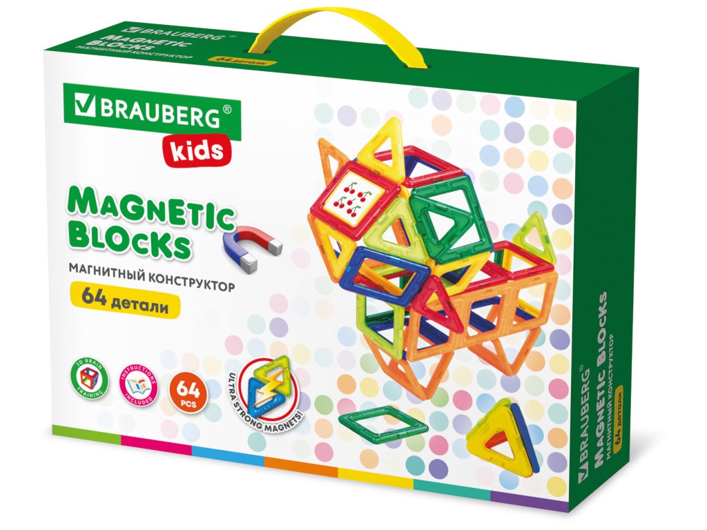 

Конструктор Brauberg Big Magnetic Blocks-64 64 дет. 663847, Big Magnetic Blocks-64