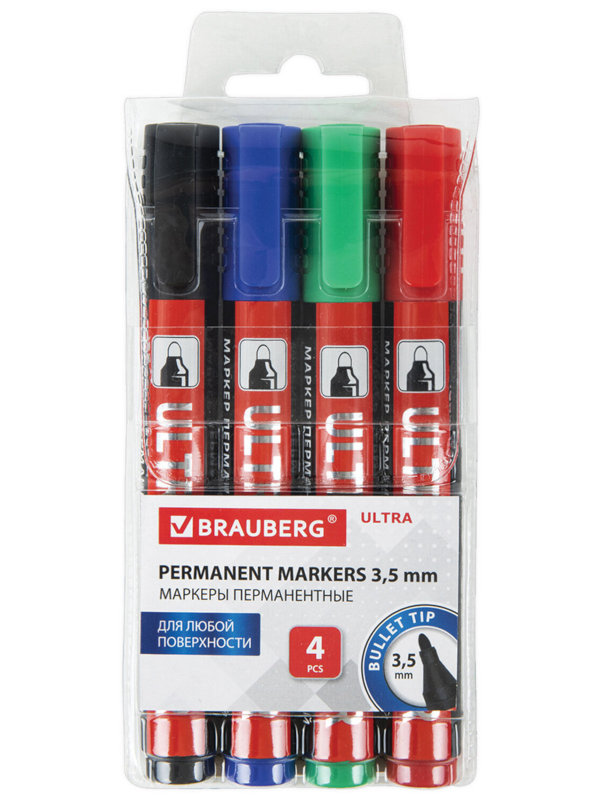 

Маркер Brauberg Ultra Marker 3.5mm 4 цвета 152208, 152208