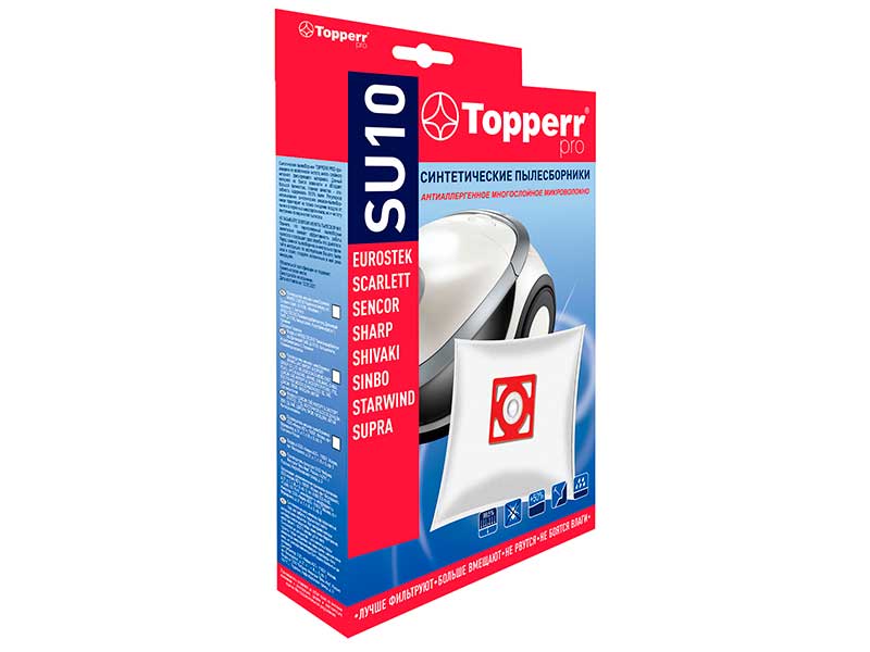 

Пылесборник синтетический Topperr SU 10 4шт + 1 фильтр 1430, SU 10