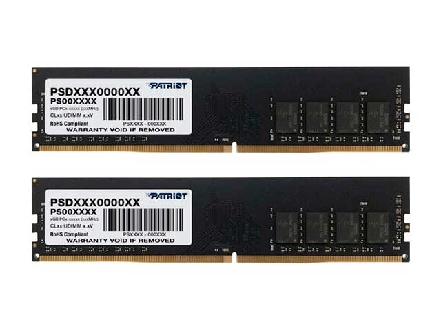 Модуль памяти Patriot Memory DDR4 DIMM PC-25600 3200MHz CL22 - 16Gb Kit (2x8Gb) PSD416G3200K модуль памяти cbr ddr4 sodimm 3200mhz pc4 25600 cl22 16gb cd4 ss16g32m22 01