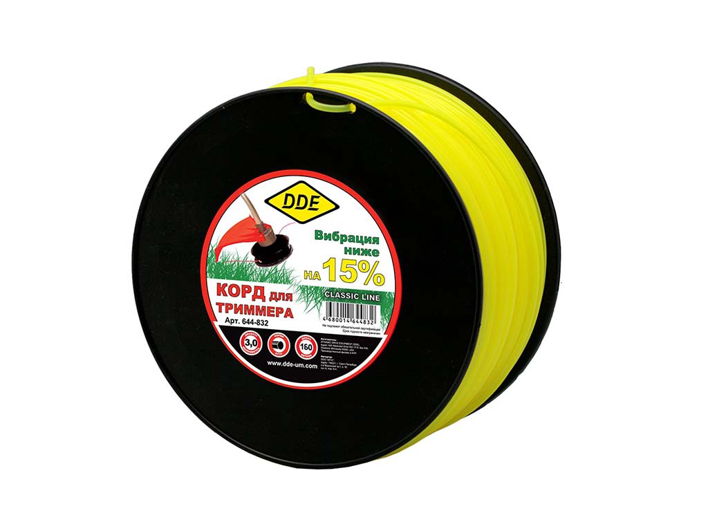 

Корд триммерный на катушке DDE Classic line 3.0mm x 160m Yellow 644-832, 644-832