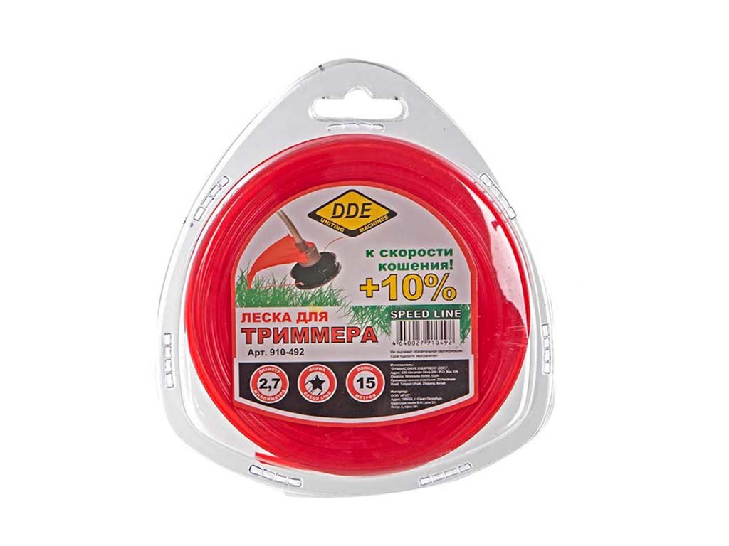 

Корд триммерный DDE Speed Line 2.7mm х 15m Red 910-492, 910-492
