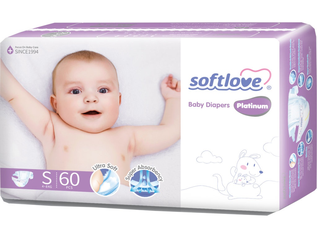 

Подгузники Softlove Platinum S 4-8кг 60шт SK02S60-6, SK02S60-6