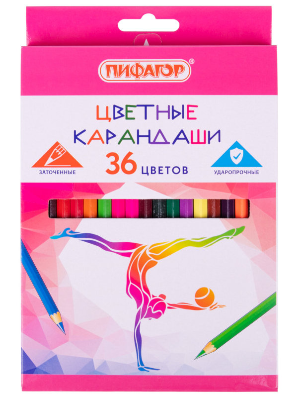 

Карандаши цветные Пифагор Быстрее! Выше! Сильнее! 36 цветов 181814, Быстрее! Выше! Сильнее! 181814