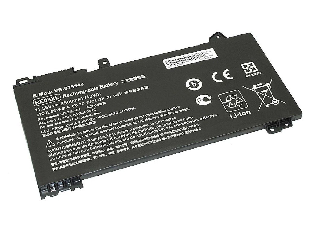 фото Аккумулятор vbparts (схожий с re03-3s1p для hp probook 430 g6 11,55v 3500mah oem 075540