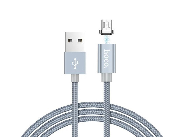 

Аксессуар Hoco U40A Magnetic Adsorption USB - MicroUSB 1m Grey 6957531078395, U40A
