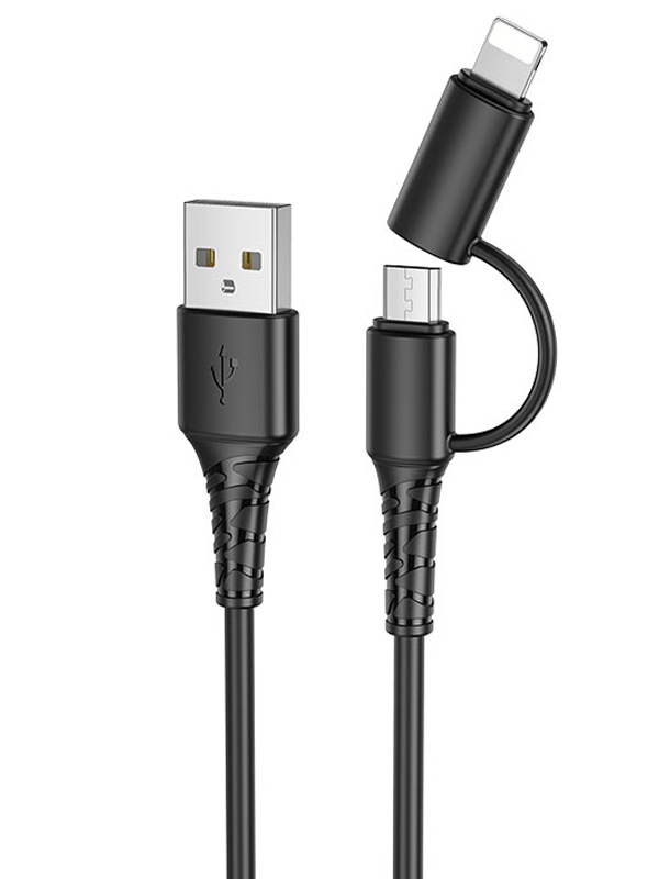 

Аксессуар Hoco X54 Cool Dual USB - Lightning/MicroUSB 2.4A 1m Black 6931474739377, X54 Cool