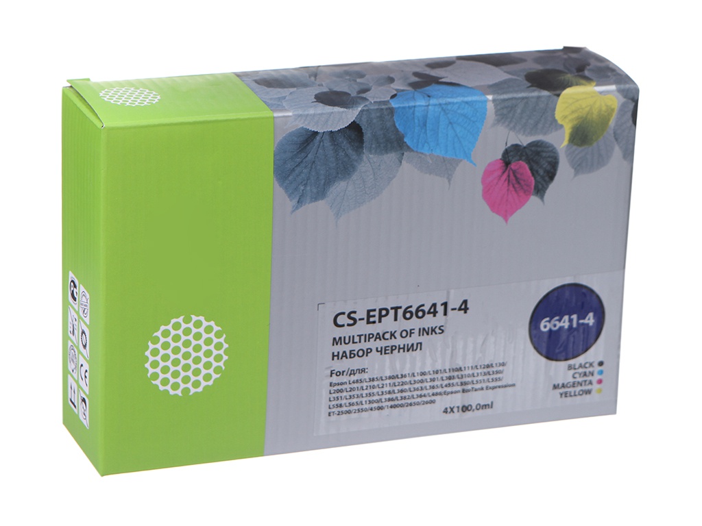 цена Чернила Cactus CS-EPT6641-4 Multicolor для Epson L100/L110/L120/L132/L200/L210