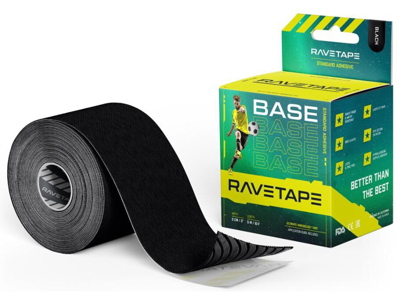 фото Кинезио-тейп ravetape base 5cm x 5m black rvtb-blk-55