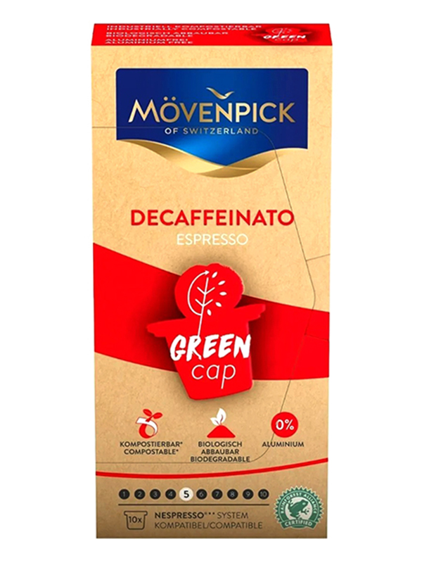 Капсулы для кофемашин Movenpick Espresso Decaffeinato Green Cap 10шт по 5.8г 60842