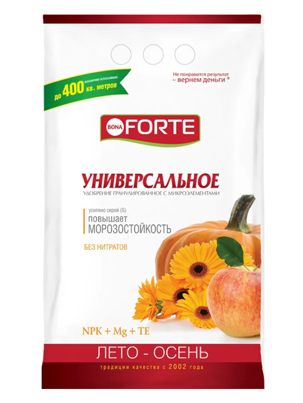 

Удобрение комплексное гранулированное с микроэлементами Bona Forte Универсальное лето-осень 2.5kg BF23010151, BF23010151