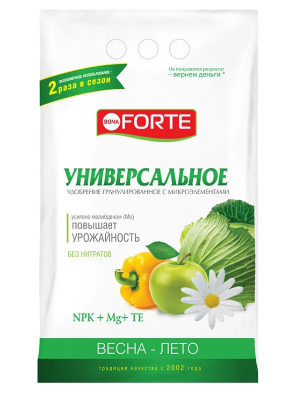 

Удобрение комплексное гранулированное с микроэлементами Bona Forte Универсальное весна-лето 1kg BF23010121, BF23010121