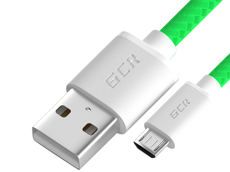 Аксессуар GCR USB - MicroUSB 0.15m Green GCR-53520
