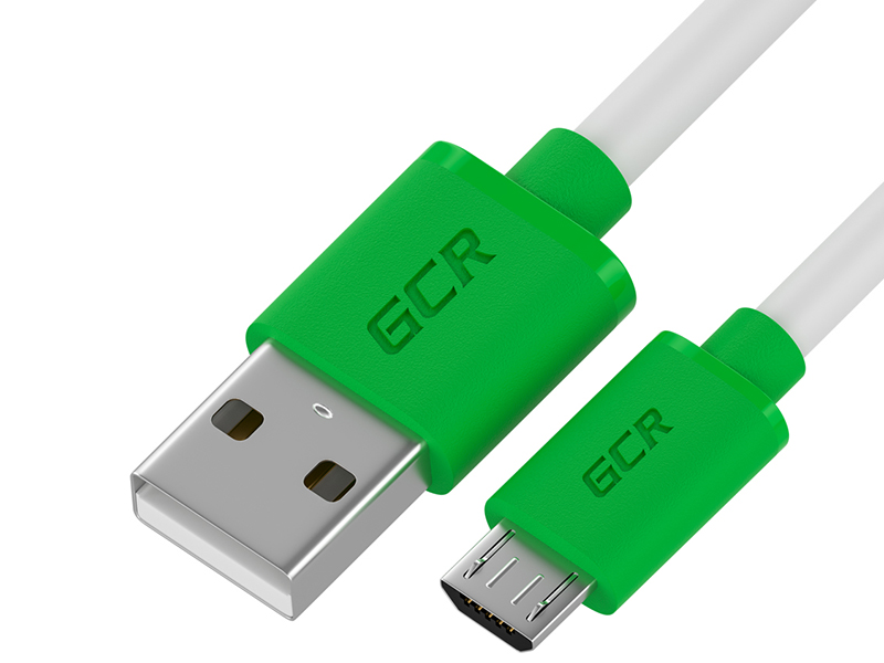 Аксессуар GCR USB - MicroUSB 0.15m White-Green GCR-53285