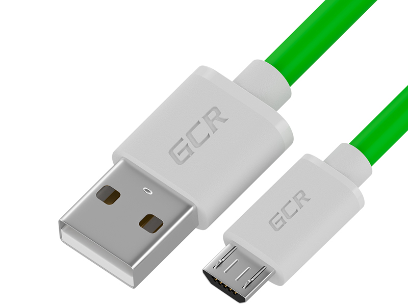 Аксессуар GCR USB - MicroUSB 0.3m Green-White GCR-53282
