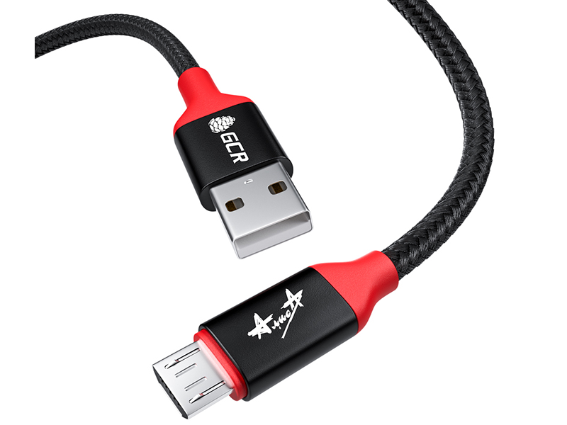 Аксессуар GCR Рок Алиса USB - MicroUSB 1.0m Black-Red GCR-52915