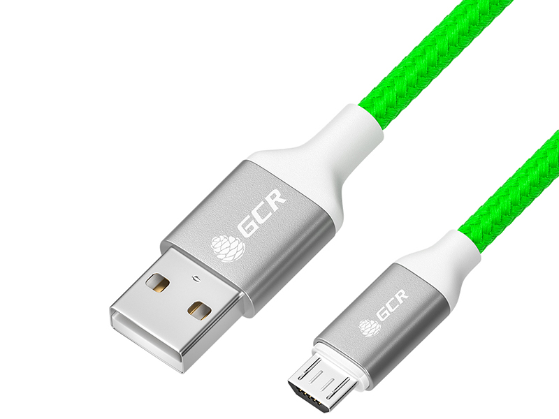 

Аксессуар GCR USB - MicroUSB 0.5m Green-Silver-White GCR-52465, GCR-52465