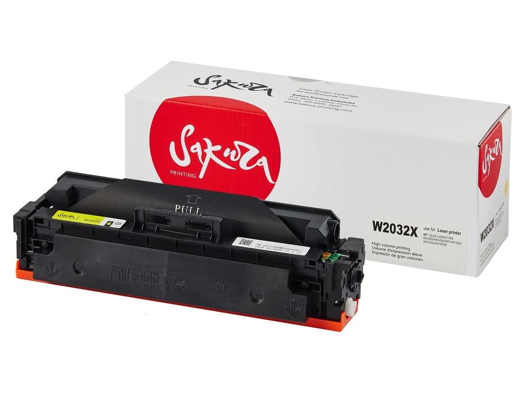 Картридж Sakura SAW2032X (схожий с HP W2032X) Yellow для HP LJ M454/MFP M484