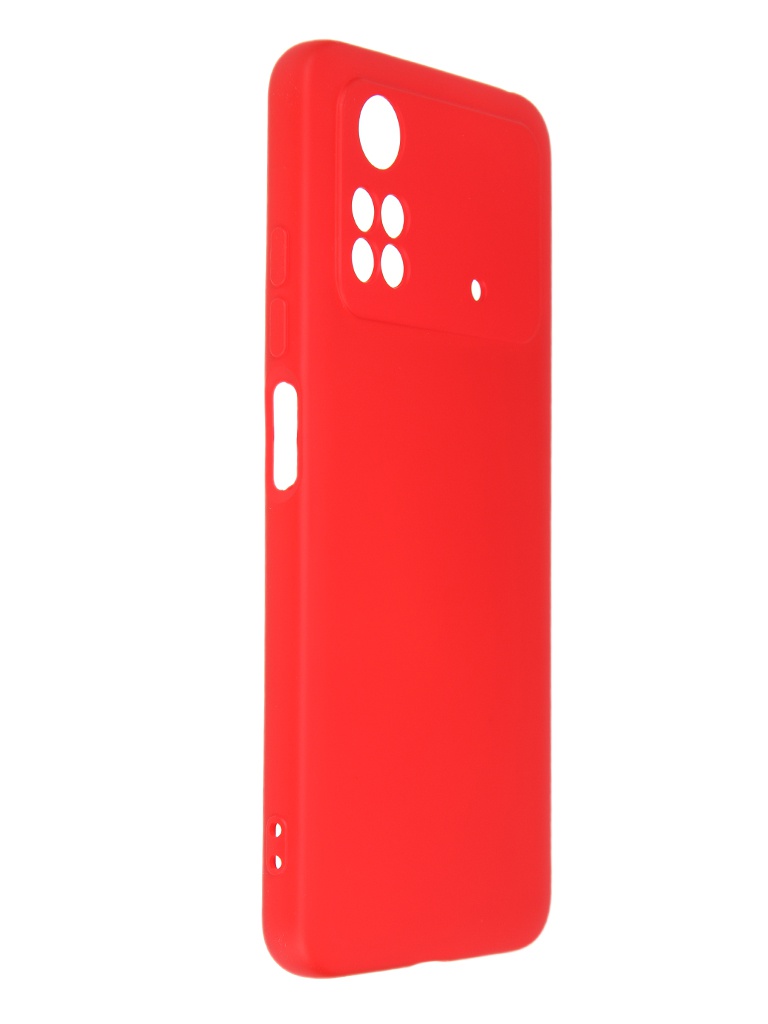 Чехол DF для Poco M4 Pro (4G) с микрофиброй Silicone Red poOriginal-06