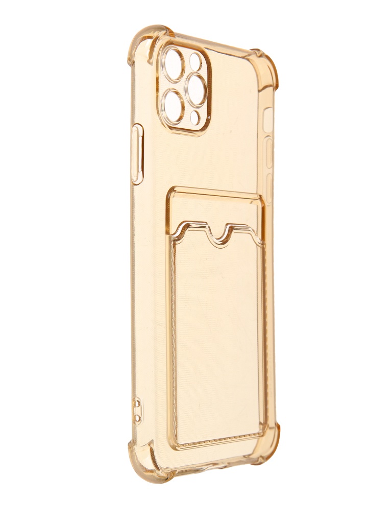 фото Чехол luxcase для apple iphone 11 pro max tpu с картхолдером 1.5mm transparent-gold 63571