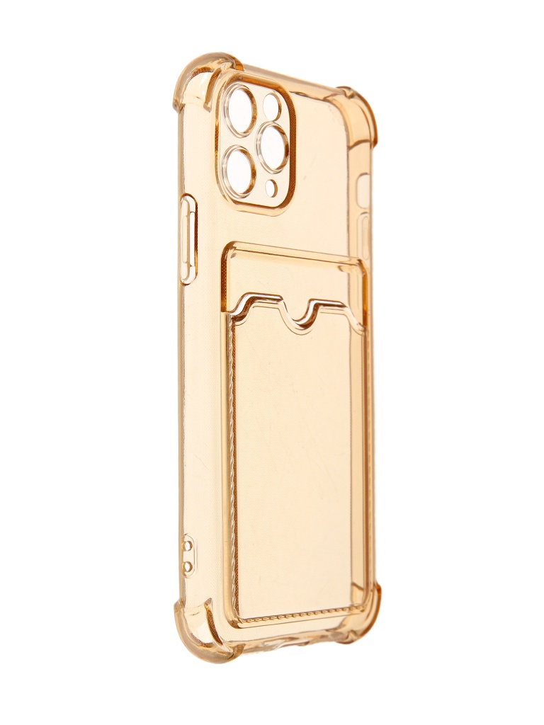 Чехол LuxCase для APPLE iPhone 11 Pro TPU с картхолдером 1.5mm Transparent-Gold 63569 цена и фото