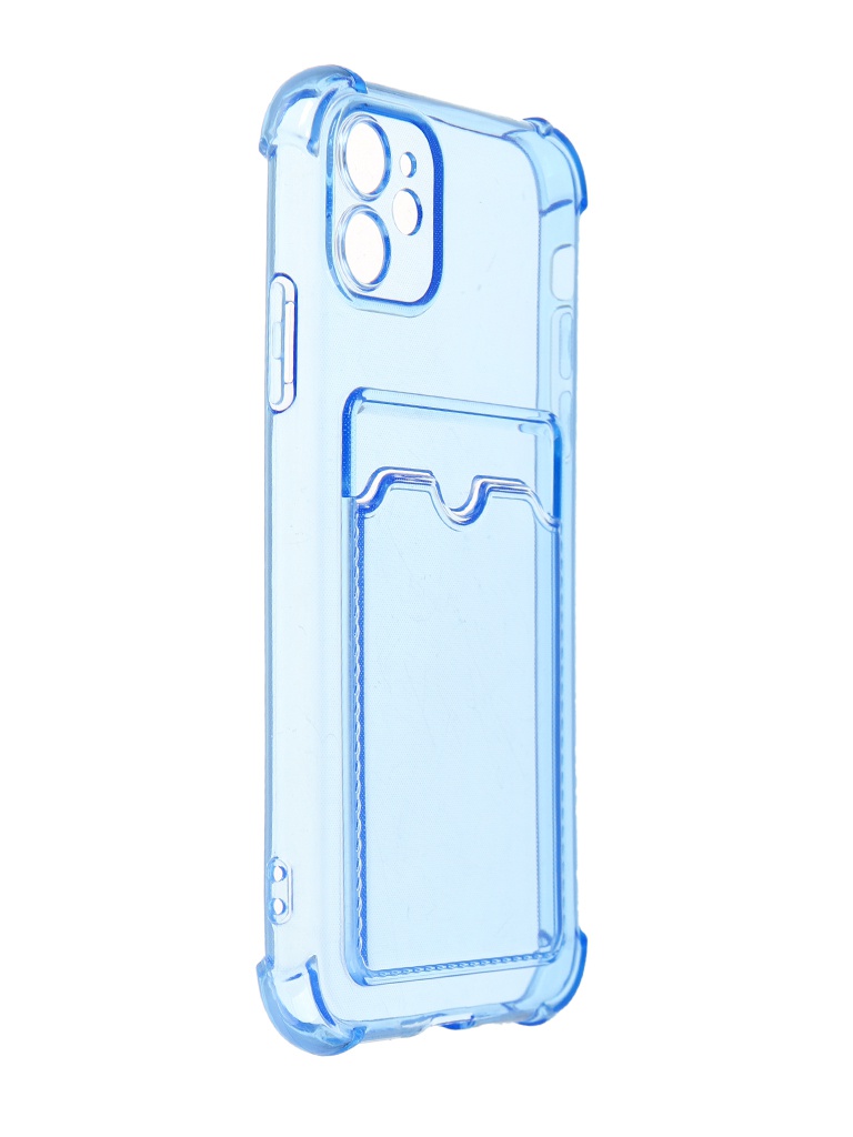 Чехол LuxCase для APPLE iPhone 11 TPU с картхолдером 1.5mm Transparent-Blue 63530