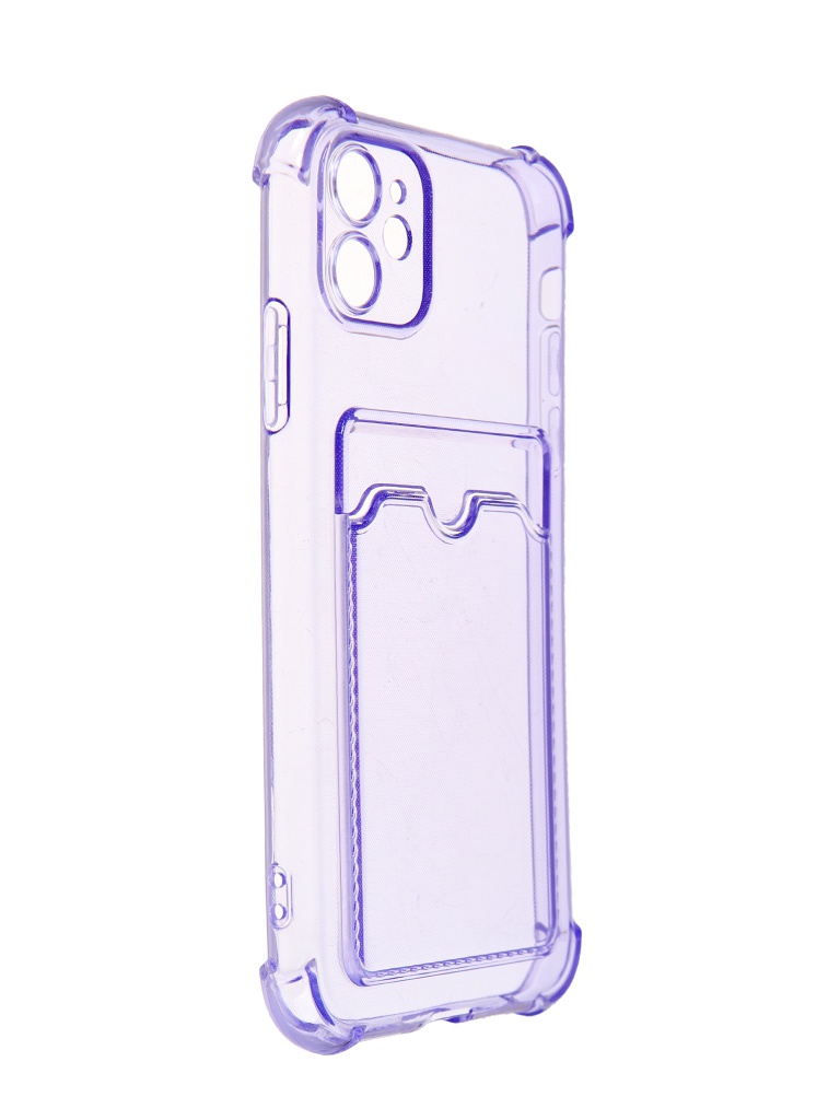 фото Чехол luxcase для apple iphone 11 tpu с картхолдером transparent-lilac 63540