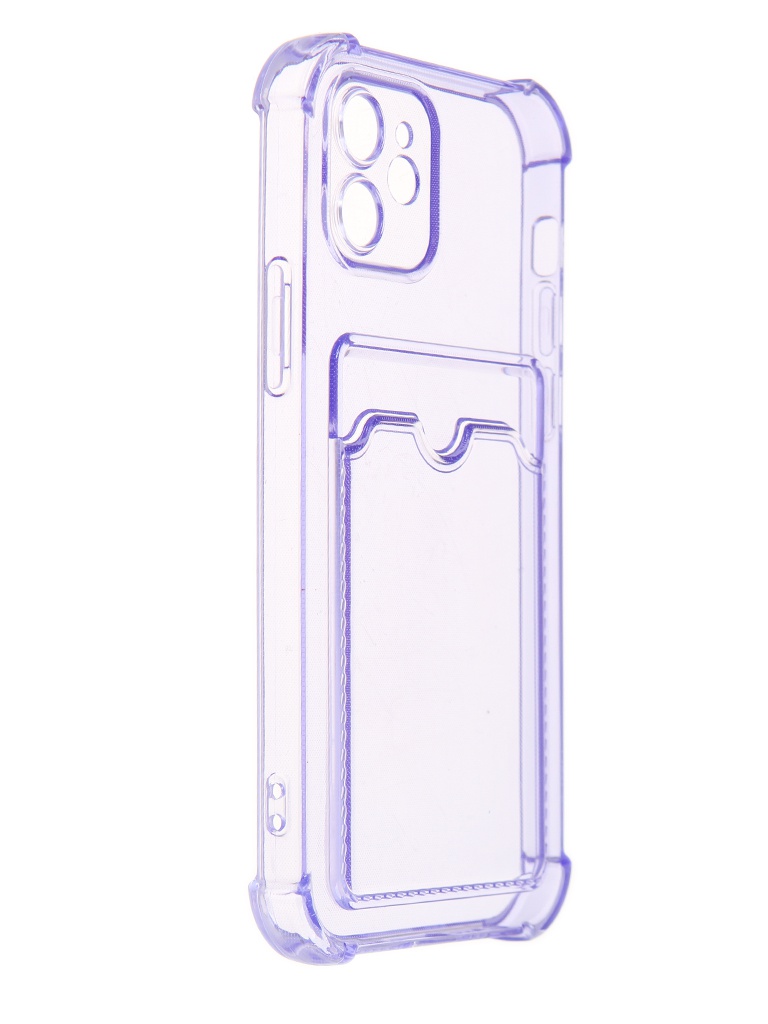 Чехол LuxCase для APPLE iPhone 12 TPU с картхолдером Transparent-Lilac 63542