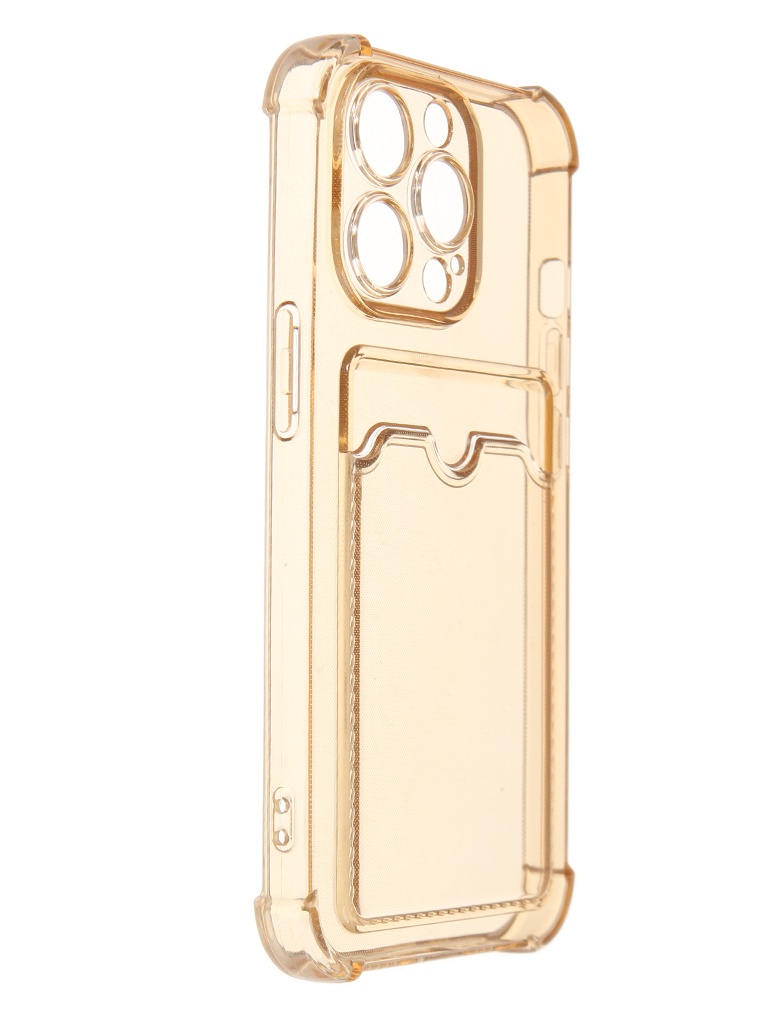 фото Чехол luxcase для apple iphone 13 pro tpu с картхолдером transparent -gold 63576