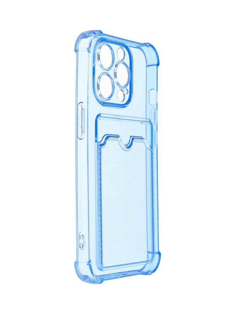 фото Чехол luxcase для apple iphone 13 pro tpu с картхолдером transparent-blue 63536