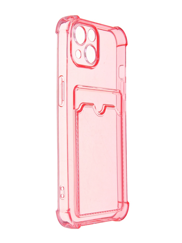 фото Чехол luxcase для apple iphone 13 tpu с картхолдером transparent-pink 63565