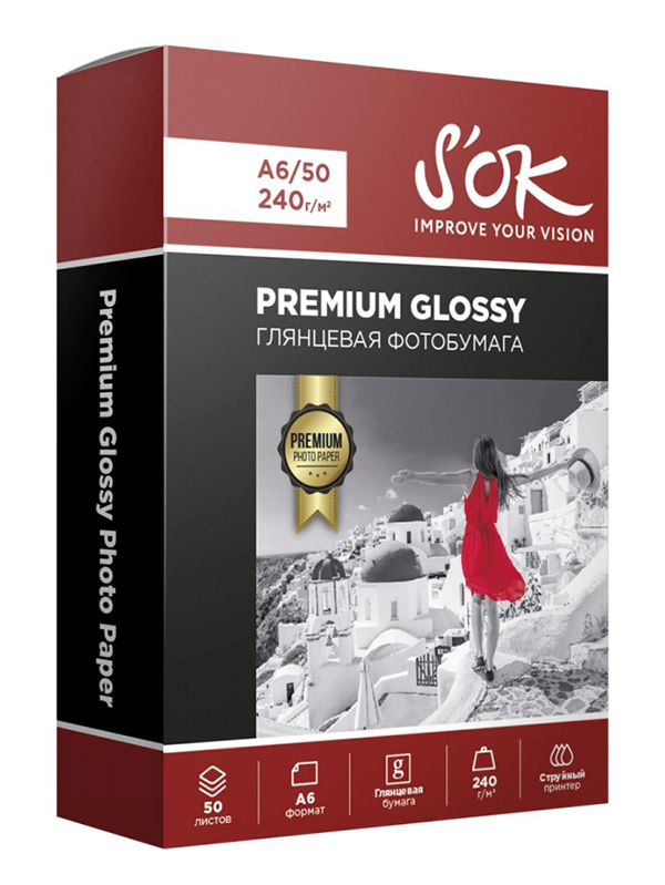 

Фотобумага Sok RC Glossy Premium A6 240g/m2 50 листов SA6240050G, SA6240050G