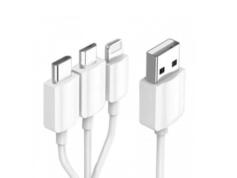 кабель зарядка usb 3 в 1 usb c lightning microusb ks is ks 478w 1 2 1 2м белый Аксессуар KS-is USB - USB-C/Lightning/MicroUSB 1.2m KS-478W-1.2