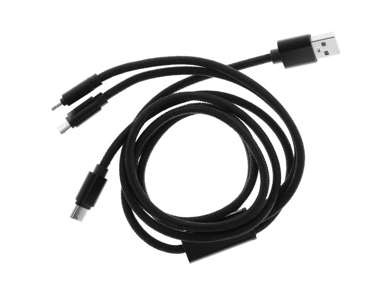 

Аксессуар Luazon microUSB/Type-C/Lightning - USB 2A 1m Black 4310382, 4310382