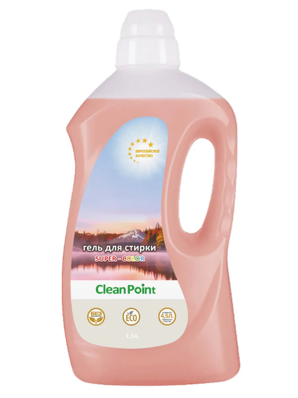 фото Средство гель для стирки цветного белья clean point 1.5l ср-063