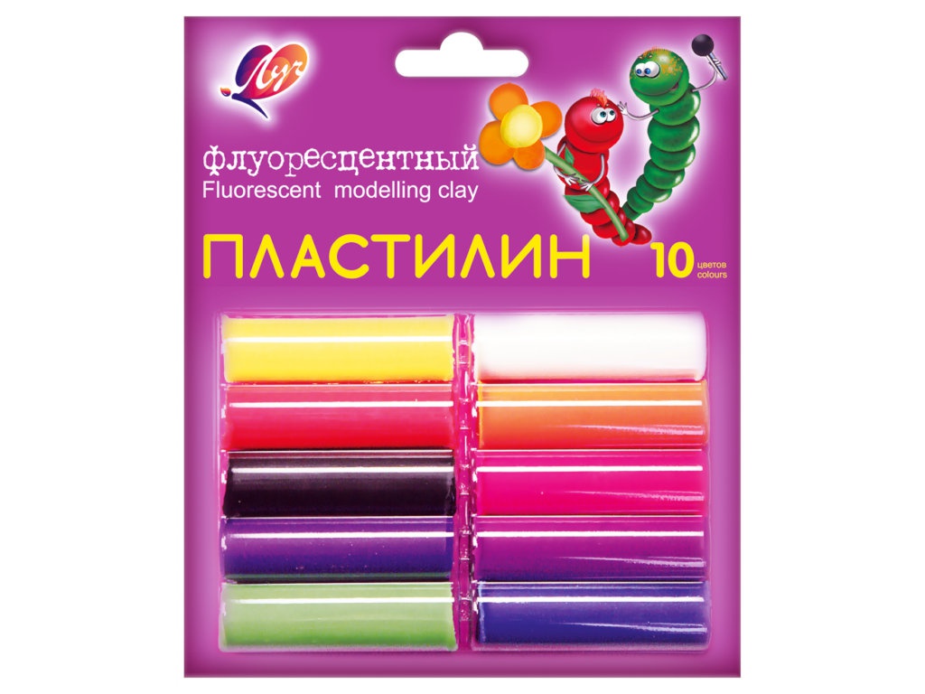 Набор для лепки Луч Пластилин флуоресцентный 10 цветов 130g 12С 766-08