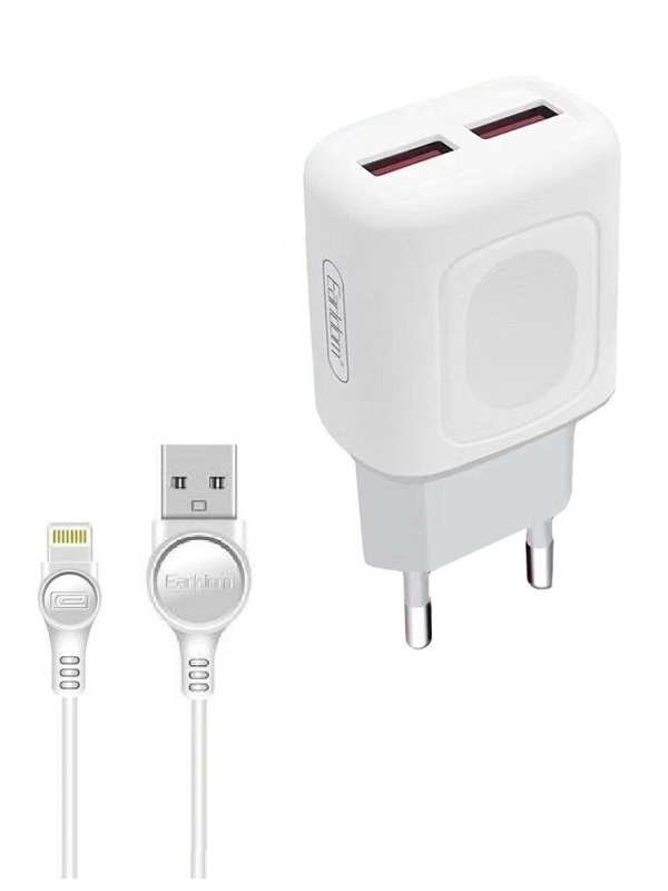 

Зарядное устройство Earldom ES-147I 2хUSB 2.4A + кабель USB - Lightning 8-pin White 0L-00054611, ES-147I