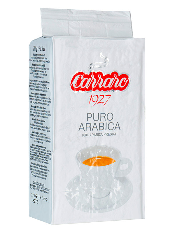 Кофе молотый Carraro Arabica 100% 250g 8000604001344 кофе молотый в капсулах carraro puro arabica 52 г система nespresso