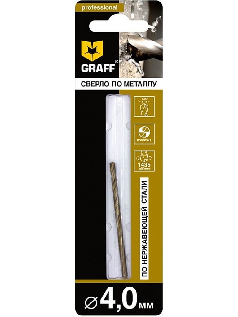 

Сверло Graff по нержавеющей стали Р6М5К5 4.0mm 744075, 744075