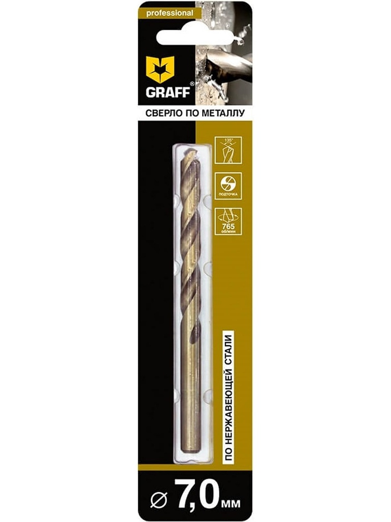 

Сверло Graff по нержавеющей стали Р6М5К5 7.0mm 7470109, 7470109