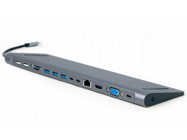 Хаб USB Gembird Cablexpert USB-C - USB 3.0/HDMI/VGA/PD/LAN/Jack 3.5mm A-CM-COMBO9-01 cablexpert a hdmi vga 04